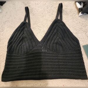 Black Crochet Tank Knit Cropped Top NEW Size 2X
